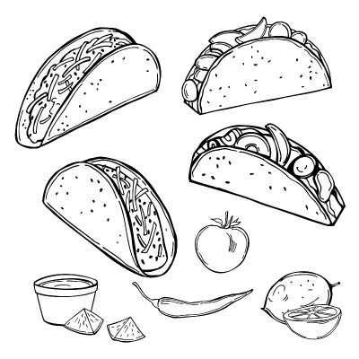 墨西哥炸玉米饼。矢量插图。