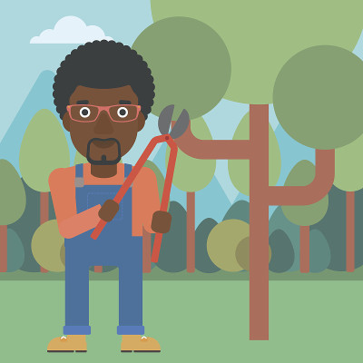 Farmer with pruner in garden