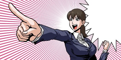 女商人高兴地指指点点
