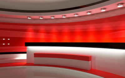 电视演播室。新闻工作室。