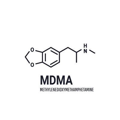 MDMA structural chemical formula on white backgrou
