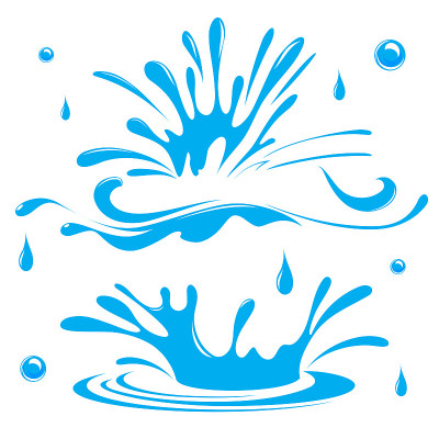 水。飞溅和喷雾。集。矢量图像。