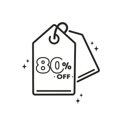 标签图标与80%的折扣