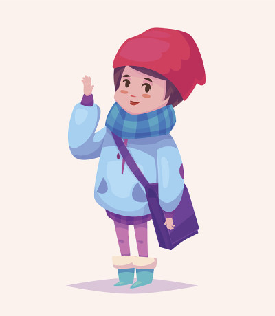 有趣的插图女学生或学生卡通人物。孤立的向量树脂
