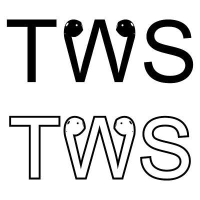 Tws耳机图标。卡通矢量TWS真无线立体声耳机立体声耳机播放高质量的音乐