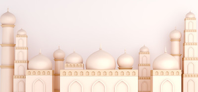 伊斯兰装饰背景与清真寺白色，斋月kareem, mawlid，开斋饭，isra miraj, eid