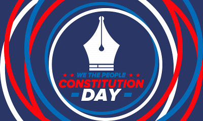 美国宪法日。节日，每年9月17日庆祝。国籍的一天。美国的一天。我们的人。爱国的美国元素。海报，卡片，