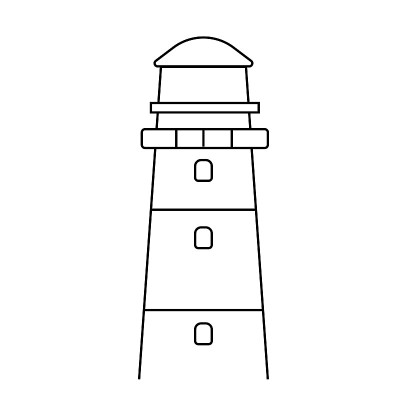 灯塔平面插图上的白色