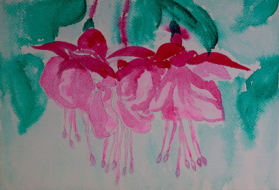 水彩花画