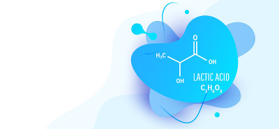 乳酸分子结构。乳酸骨骼化学配方与液体流体形状在白色背景上，矢量插图