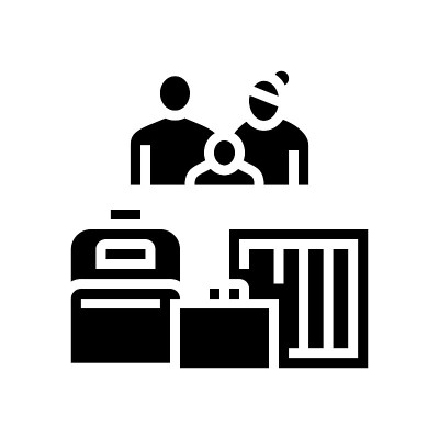家庭难民与行李字形图标矢量插图