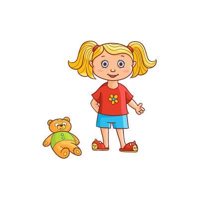 矢量平面卡通女孩孩子在滑稽的服装