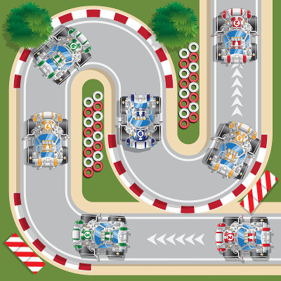 赛车在赛道上。