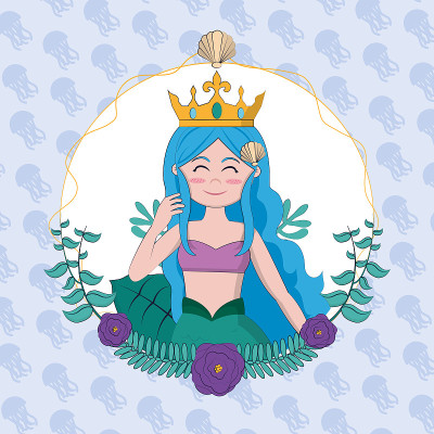 Beautiful and magic mermaid cartoon