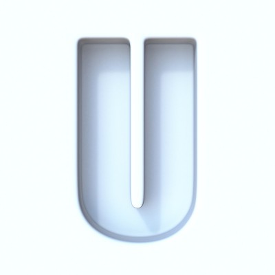 白色洞阴影字体字母U 3D