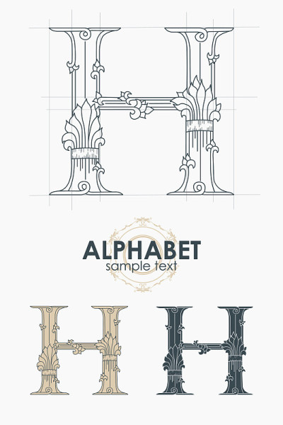标志设计元素。矢量插图。抽象的华丽的卷发