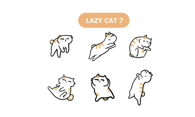 超级懒惰可爱的猫猫包免费矢量- 7
