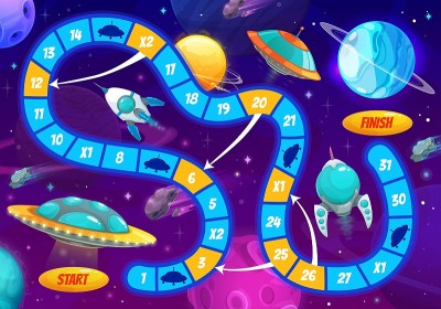 卡通太空桌面游戏星系发现的儿童游戏