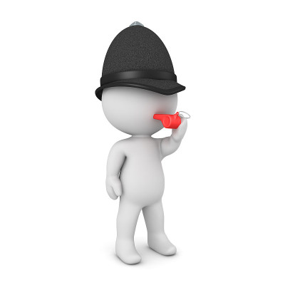戴着红色哨子的3D警官