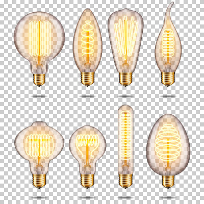 Set of realistic transparent vintage Edison light 