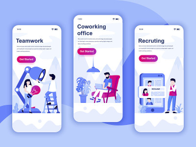 Set of onboarding screens user interface kit for T