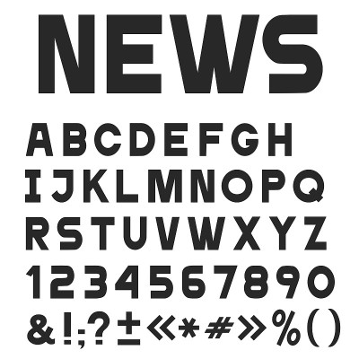 黑色简单通用字体，字母，数字和标点符号