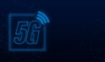 5G符号隔离，移动通信技术和智能手机网络。向量股票插图