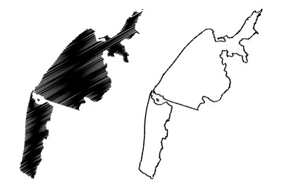 巴统市(格鲁吉亚共和国，阿扎拉自治共和国)地图矢量插图，巴统市草图地图