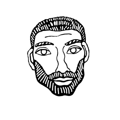 轮廓的脸的人。手绘线条艺术插图。一个男人、女人、男孩、女孩的头，在一个涂鸦的风格，孤立在一个白色的背