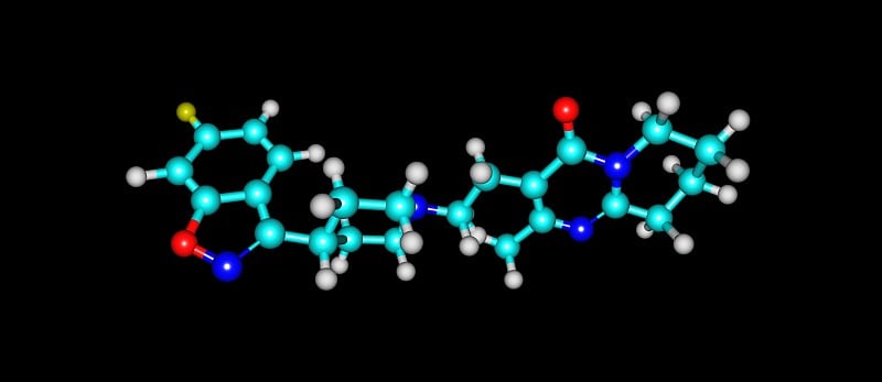 利培酮药物分子结构孤立黑色