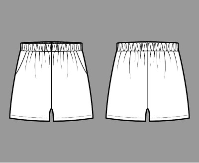 运动训练短裤运动服技术时尚插图松紧低腰，上升，轻松合身，微长