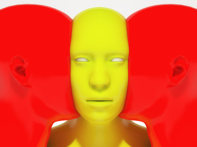 3 d渲染。面对面的人形