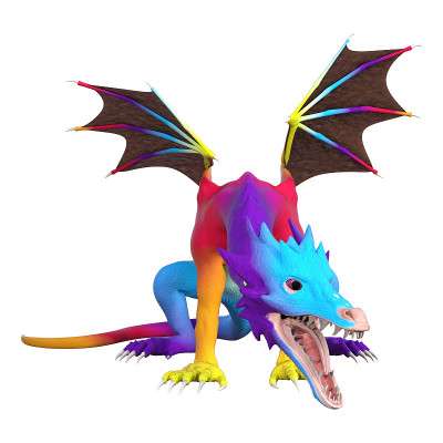 3D插图幻想龙在白色