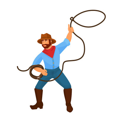 Character cowboy sheriff with guns, revolver and l