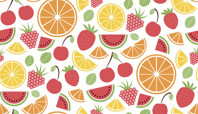彩色矢量夏季无缝图案与水果插图