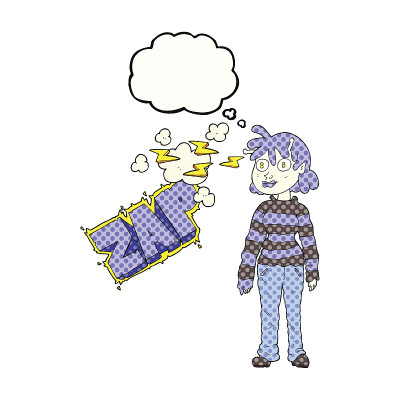 思想泡泡卡通随意外星人女孩用心灵感应