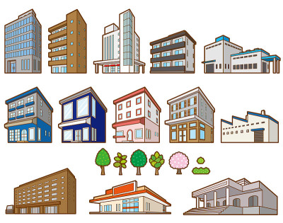 各种建筑的插图