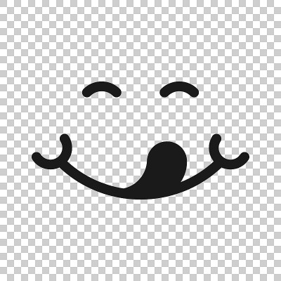 Smile face icon in transparent style. Tongue emoti