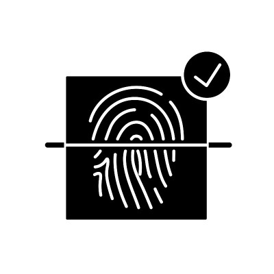 指纹扫描仪黑色字形图标