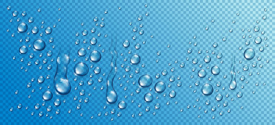 水雨滴或凝结在淋浴现实透明的3d矢量合成透明检查网格，容易放在任何背景或单独使用水滴。