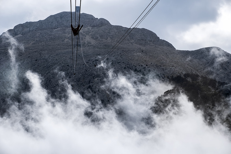 Beautiful ropeway to Tahtali mountain's peak, Turk