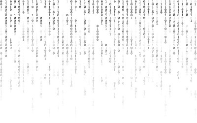 白色背景下的二进制代码。数字下降的矩阵效应。数字数据流。落在灯光背景上的随机数。矢量图