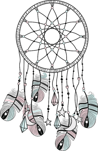 手绘捕梦网插图，美国本土海报