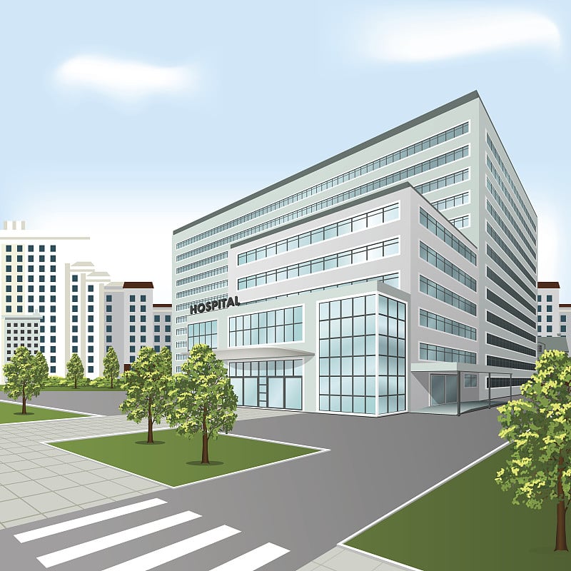 以城市为背景的医院建筑