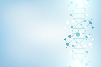 DNA链和分子结构。基因工程或实验室研究。背景纹理用于医疗或科技设计。矢量插图。