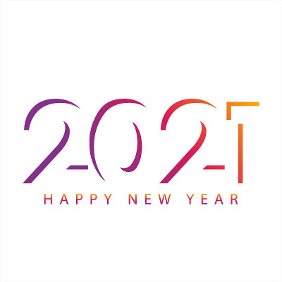 2021年新年快乐!优雅的色彩渐变设计。矢量图模板。