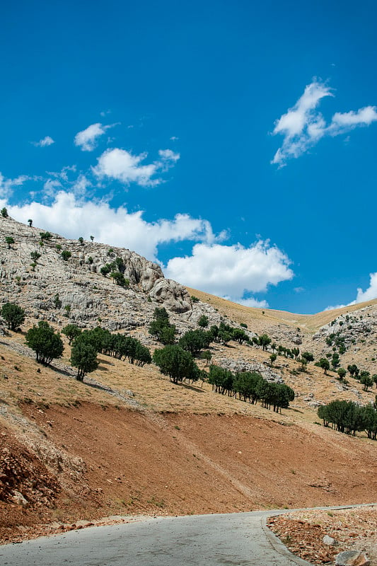 卡塔(Kahta)，土耳其:通往内姆鲁特山(Nemrut Dagi)顶峰的道路。公元前62年，安条奥