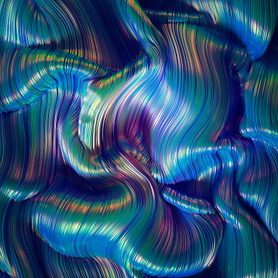 有条纹的窗帘织物。3d插图，3d渲染。