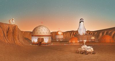 概念3d插图火星殖民