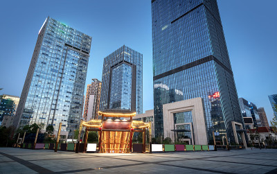 中国贵州贵阳金融区夜景。